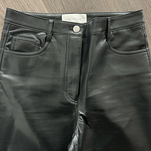 Aritzia Wilfred The Melina Pant, Black Leather, Size 6 - Picture 2 of 6